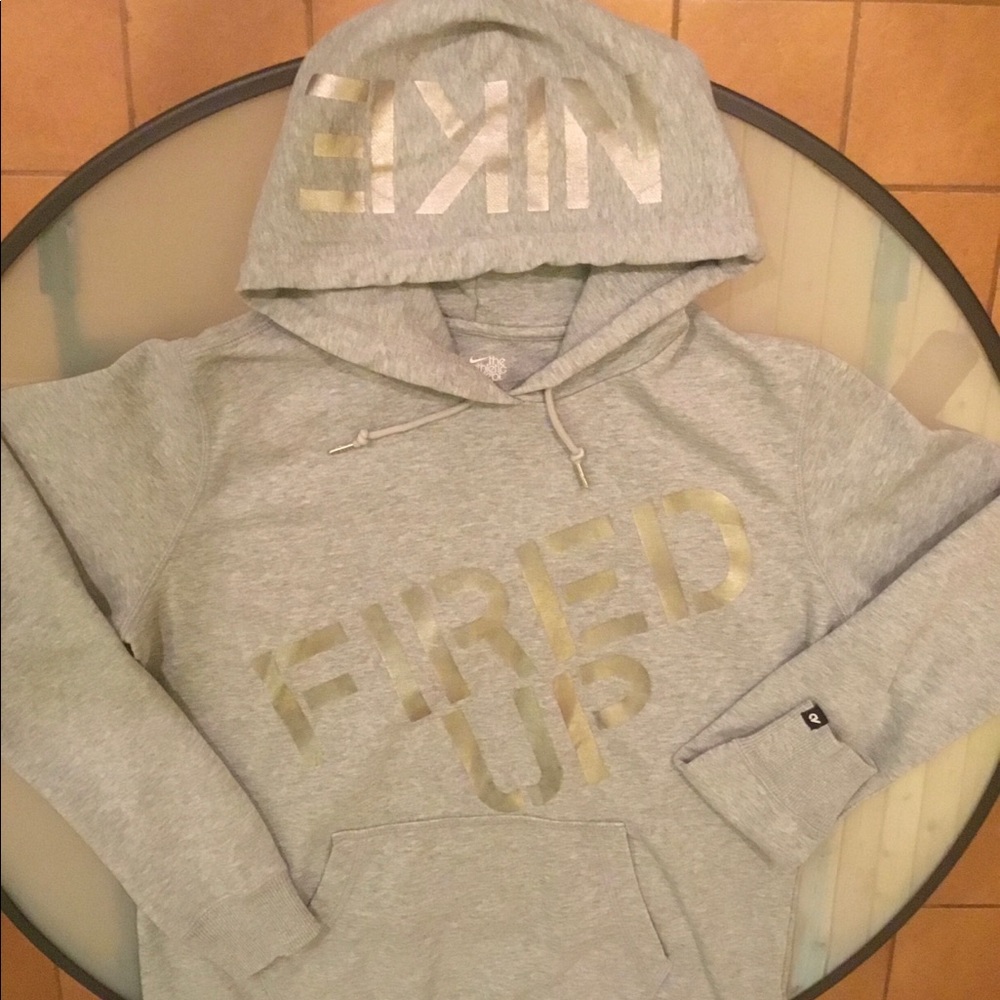 Gray Nike “Fired Up” hoodie size XL